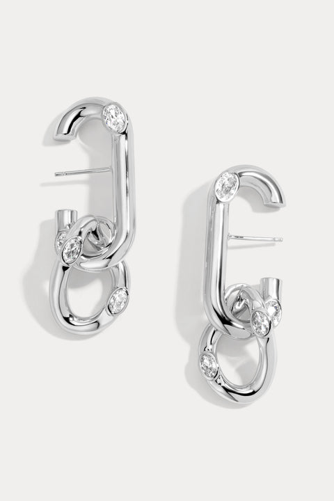 White Cz Logan Lobe Cuff Earrings
