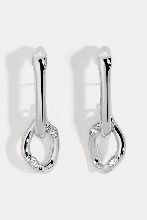 White Cz Logan Lobe Cuff Earrings