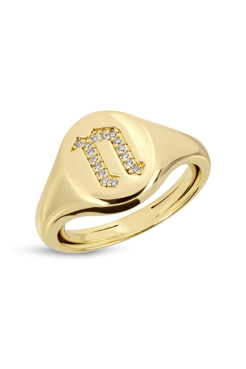 Gothic Initial Signet Ring