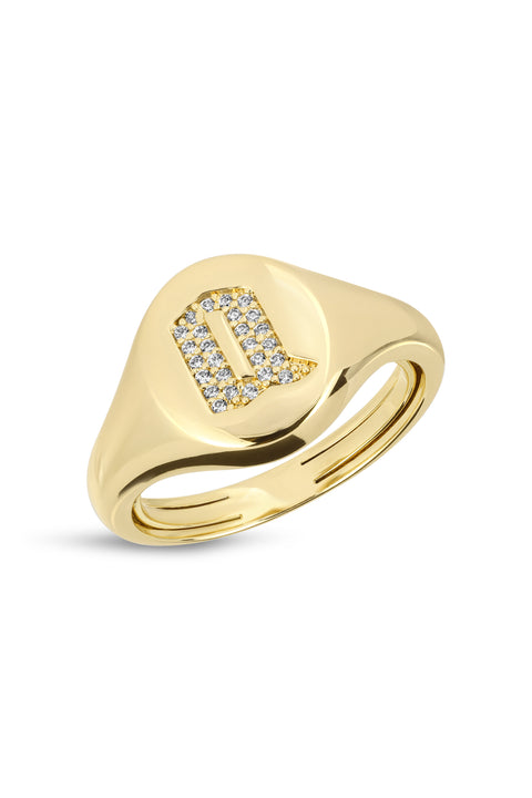 Gothic Initial Signet Ring