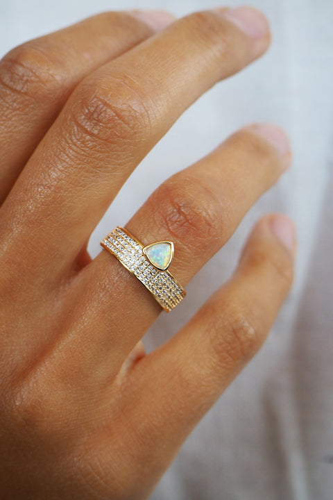 Pave Opal Trillion Cigar Ring