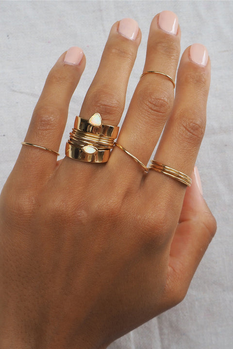 Opal Smooth Trillion Cigar Ring